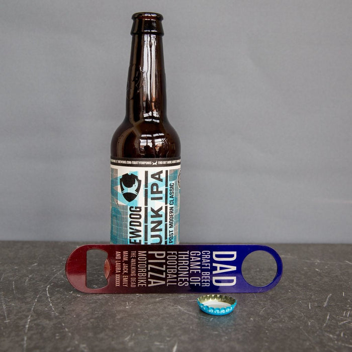 Dad's Favourite Things - Fully Personalised "World's Best Dad" Beer Bottle Opener Bar Blade - Great Gift For Him For Father's Day