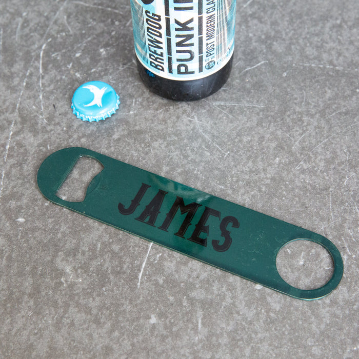 Personalised Name Bottle Opener | Emerald Bar Blade  | Garden and Home Bar Accessory | Daddy Dad Step-dad Grandad Brother Fathers Day Gift