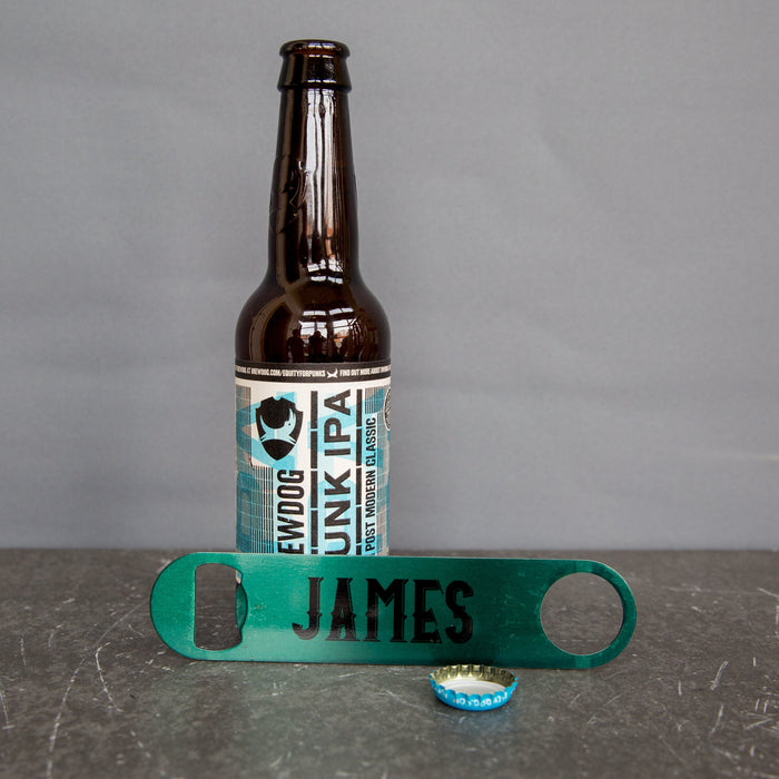 Personalised Name Bottle Opener | Emerald Bar Blade  | Garden and Home Bar Accessory | Daddy Dad Step-dad Grandad Brother Father’s Day Gift