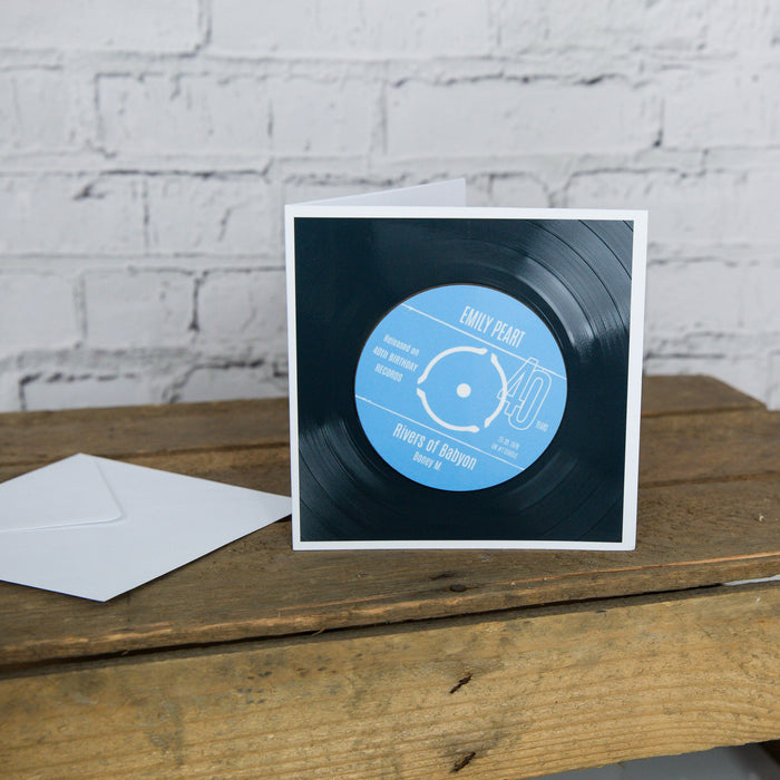 40th Birthday Greeting Card & Gift - Vinyl Record Coaster of Number 1 Single Day Born or Favourite Song Fathers Day, Birthday Card, Gift