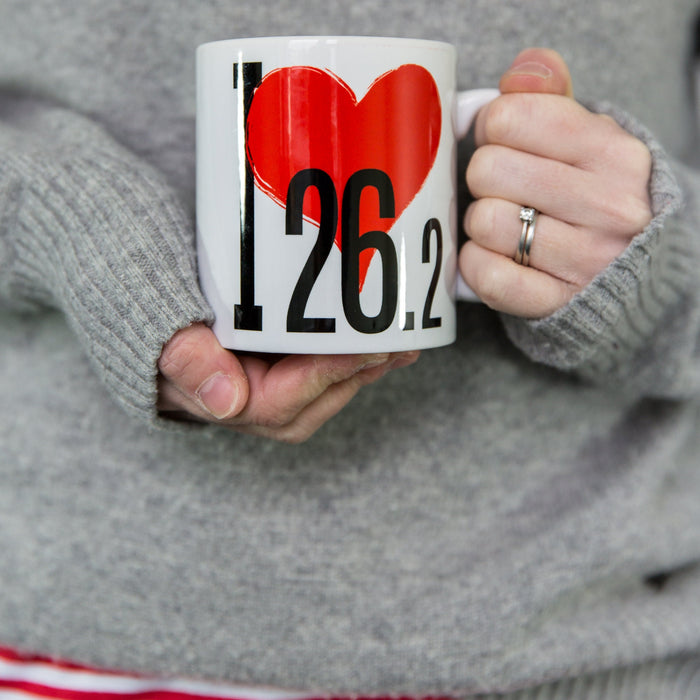 Fun Gift For Runner - I Love 26.2 Marathon Mug - Or 13.1 or 42km or 10km - Mothers Day, Fathers Day Gift