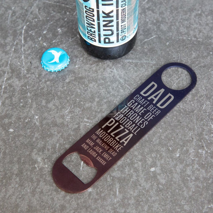 Dad's Favourite Things - Fully Personalised "World's Best Dad" Beer Bottle Opener Bar Blade - Great Gift For Him For Father's Day