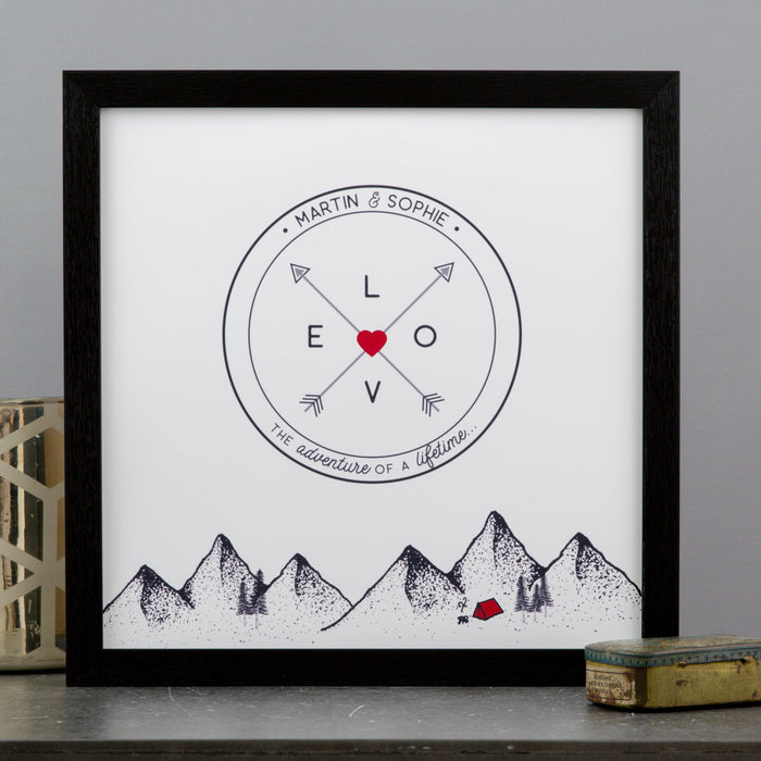 Love's True Direction, Customized Compass Camping Print, Gift for Dad, Gift for Her, Wedding Anniversary Gift, Wall Decor, Boyfriend Gift