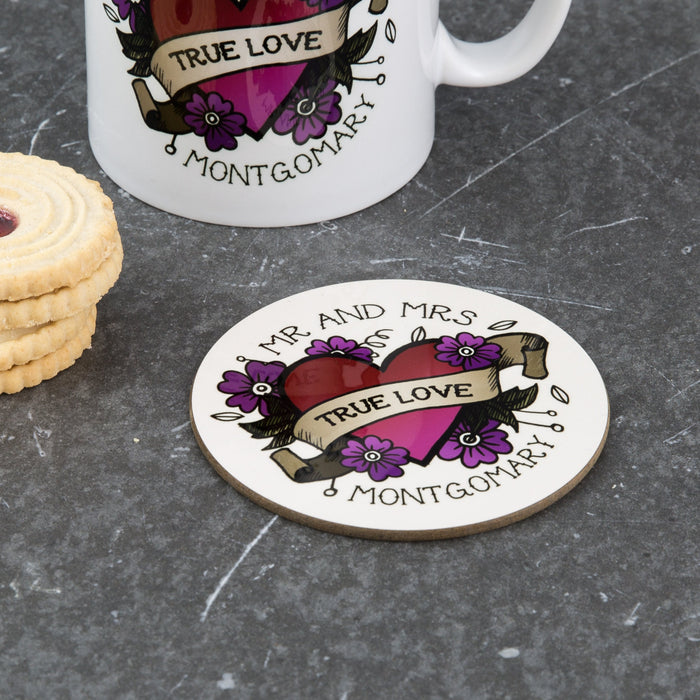 Personalised true love coaster  wedding, new home, anniversary gift  rock ‘n roll wedding  Mothers Day Fathers Day  Mr and Mrs Coasters