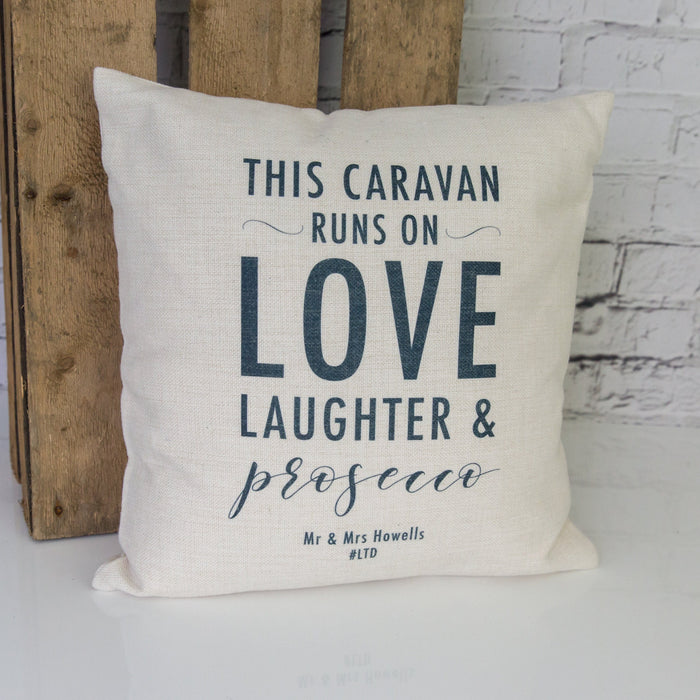 Personalised New Home Cushion | Customise with your Place & Passions | This Caravan, Home, Motorhome, Garden | Any three words