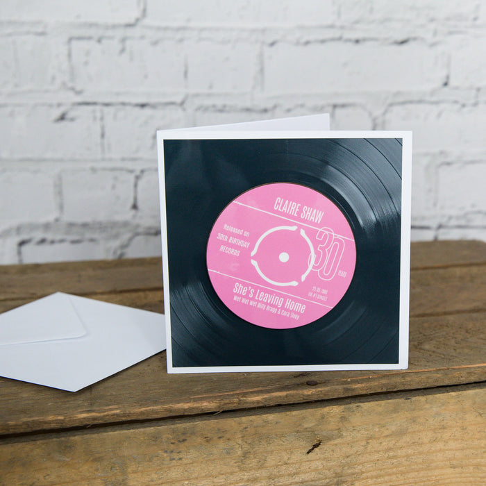 30th Birthday Greeting Card & Gift - Vinyl Record Coaster of Number 1 Single Day Born or Favourite Song - Gift for music fan - Date of Birth