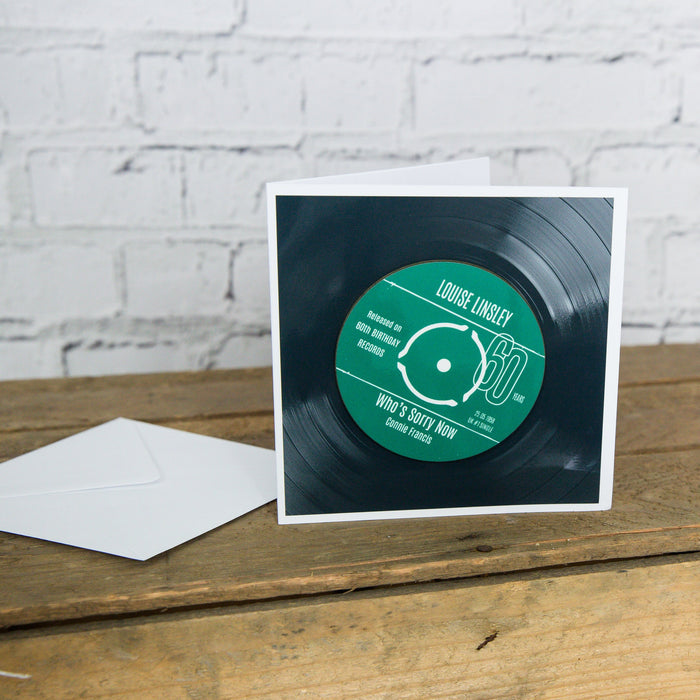 60th Birthday Greeting Card & Gift - Vinyl Record Coaster Number 1 Single Day Born or Favourite Song - 60 Years Date of Birth 1961 Him Her