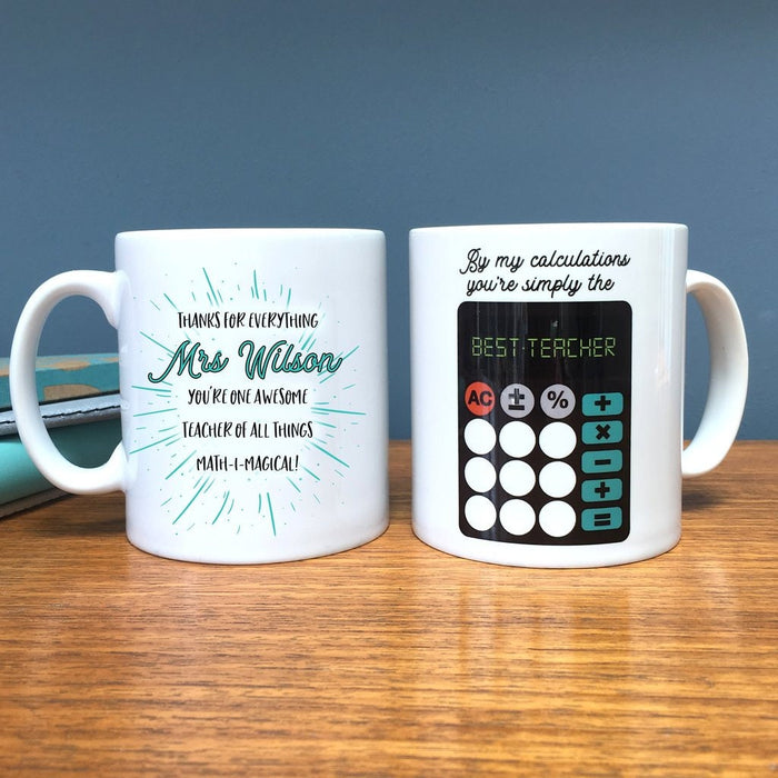 World's Best Maths Teacher Personalised Gift Mug Set - Funny Present | School leavers gift end of term Christmas mathematics lecturer tutor