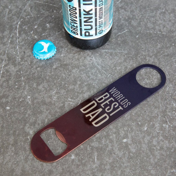 Dad's Favourite Things - Fully Personalised "World's Best Dad" Beer Bottle Opener Bar Blade - Great Gift For Him For Father's Day