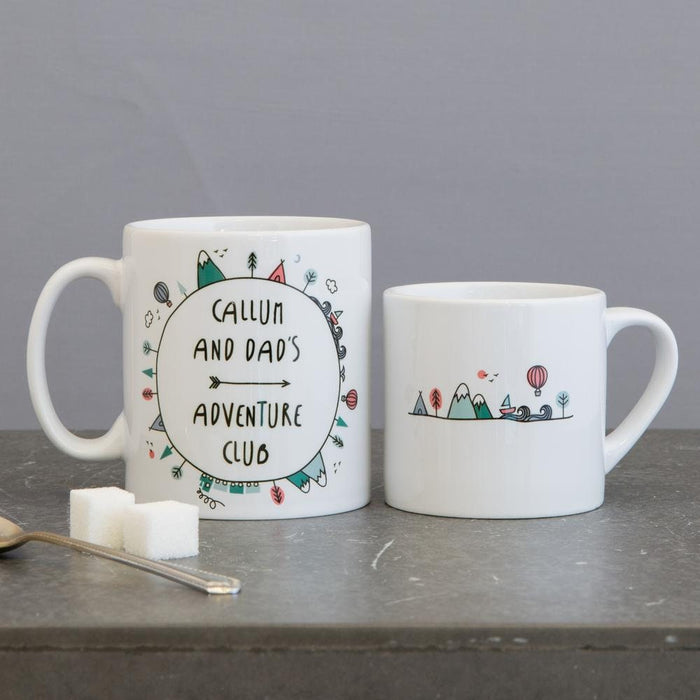 Father's Day Mug Set Personalised Family Outdoor Adventure Club Gift | From Son Daughter | Grandad Daddy Uncle | Camp Travel Hot Chocolate