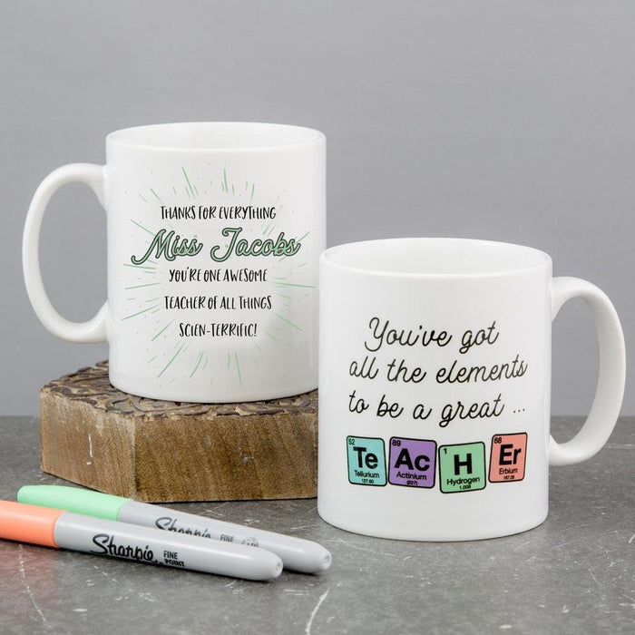 Personalised Science Teacher Gift Mug - World's Best Teacher - Fun Periodic Table Chemistry Physics Scientist Jokes Pun Christmas Leaving