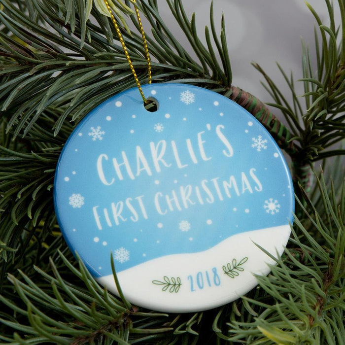 Personalized Baby's First Christmas Ceramic Snowflake Ornament Grandchild Gift