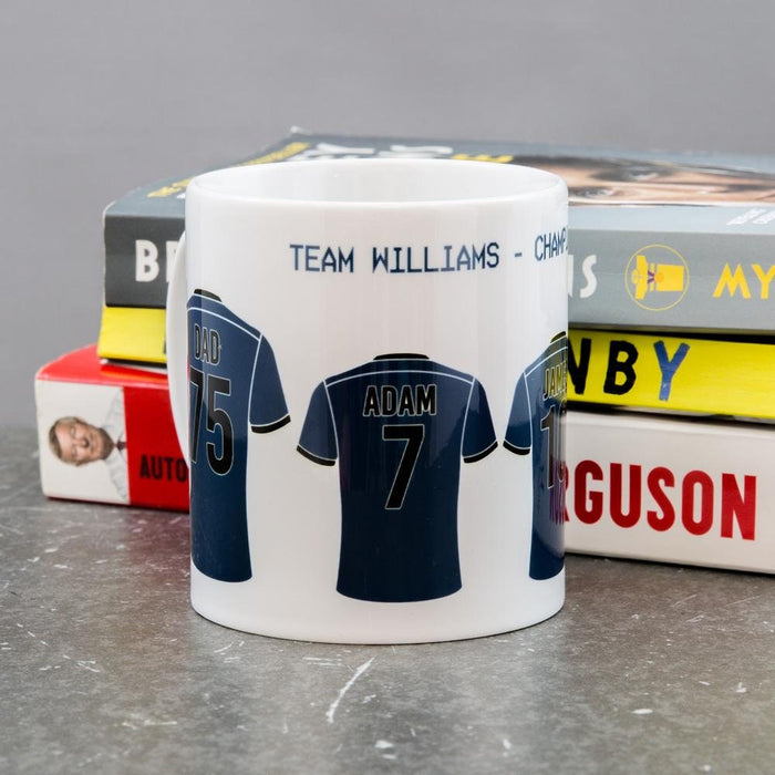 Custom Family Football Team Mug   ANY TEAM Kit or Strip Gift for Family, New Parents, Dad, Soccer Mom, Housewarming, Birthday, Xmas Gift