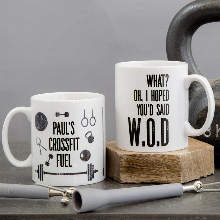 Personalised Crossfit Mug - What? I hoped you'd said WOD - fun workout gym mug Fathers Day Gift