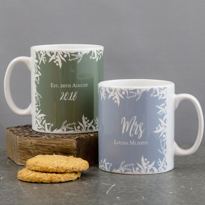 Custom Autumn Winter Wedding Mugs  Mr & Mrs Gift  Anniversary Gift for Husband, Wife, Couple  Bridal Party or 1st Christmas Married Gifts