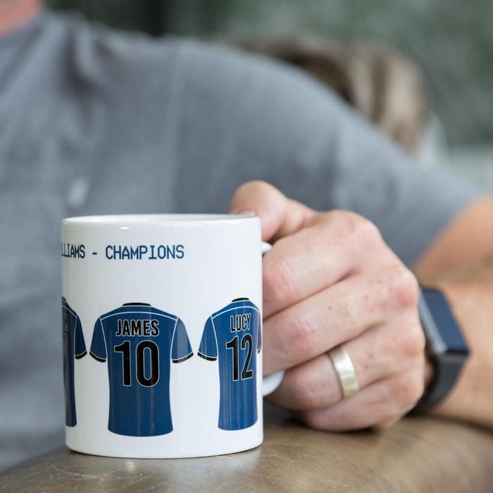 Custom Family Football Team Mug   ANY TEAM Kit or Strip Gift for Family, New Parents, Dad, Soccer Mom, Housewarming, Birthday, Xmas Gift