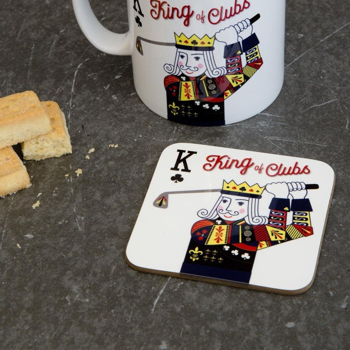 King of Clubs Golfing Themed Coaster | Ideal gift for Father's Day Gift, Anniversary, Home gift, Birthday Gift, Father