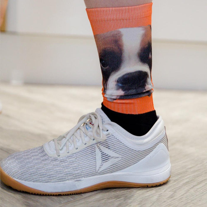 Personalised Crossfit Fun Socks - Face Socks - Photo Portrait Print Or Yourself Or Pet | Funny Fathers Day Gift, Birthday Gift