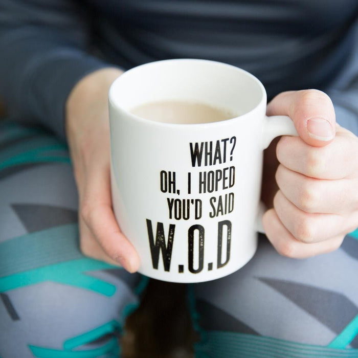 Personalised Crossfit Mug - What? I hoped you'd said WOD - fun workout gym mug Fathers Day Gift