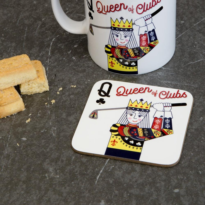 Queen Of Clubs Playing Card Coaster - Golf gift for her - Ladies Golf Accessory Stocking Filler Gift for Mum