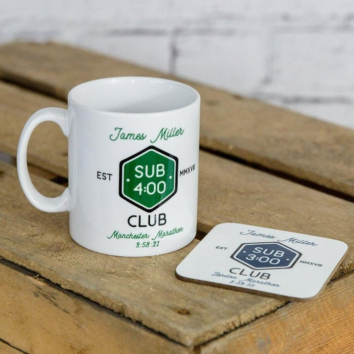 Personalised Celebration Mug gift for completing a marathon in milestone time | SUB CLUB Runners gift, Fathers Day Gift