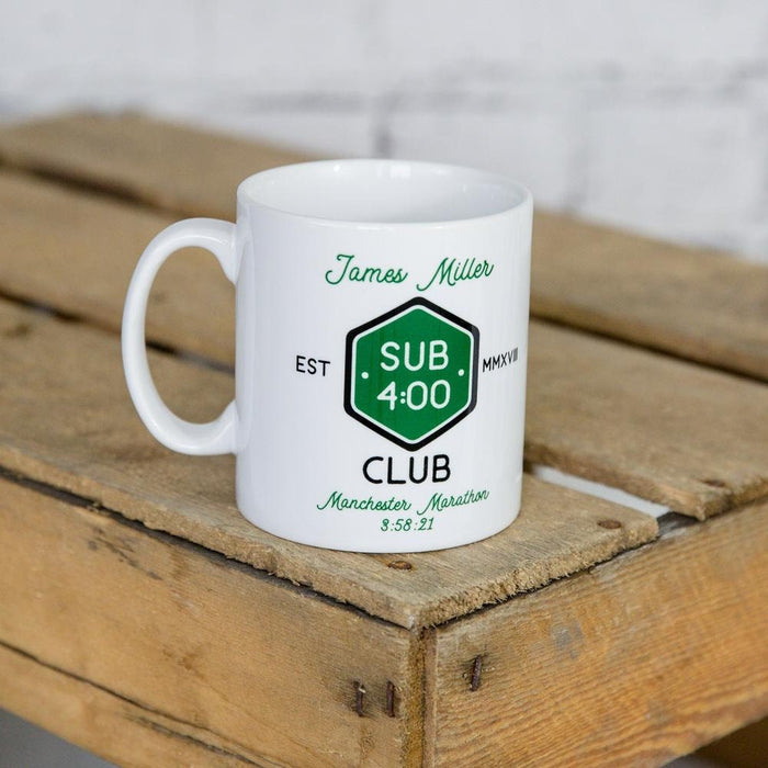 Personalised Celebration Mug gift for completing a marathon in milestone time | SUB CLUB Runners gift, Fathers Day Gift