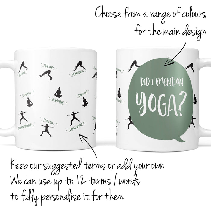 Personalised Yoga Mug with Yoga Salutation Print | Yoga gift for yogi, mindfulness, calm, pilates | Mothers Gift Fitspiration, Gift