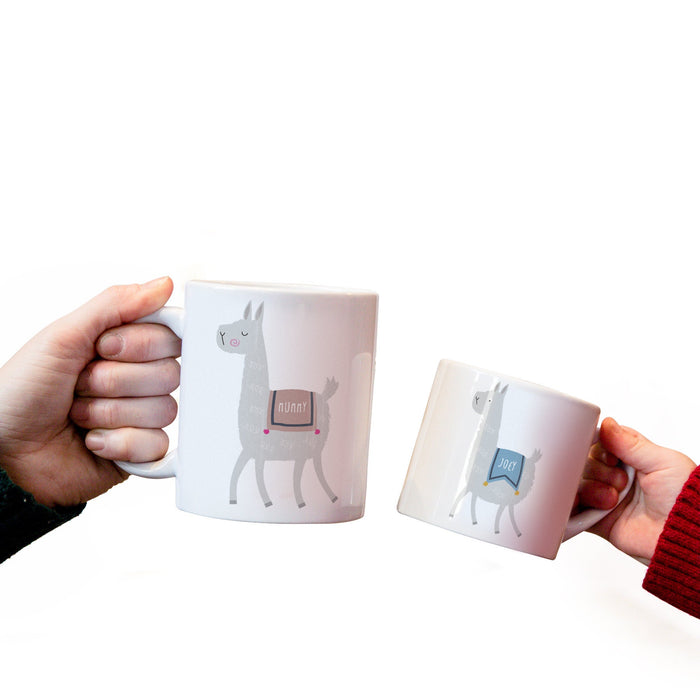 Personalised Llama Mug Set | Family Mugs Mummy Daddy Toddler Mug Set | Mothers Day Gift | New Home Gift | Llama Coffee Cup