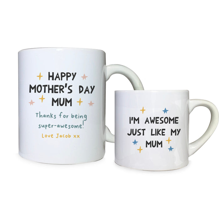 Superhero Family Mug Set - Personalised Toddler Kids Gift for Mother's Day or Birthdays - Mini Me Gift - Twinning Mum Mummy Mamma Mom