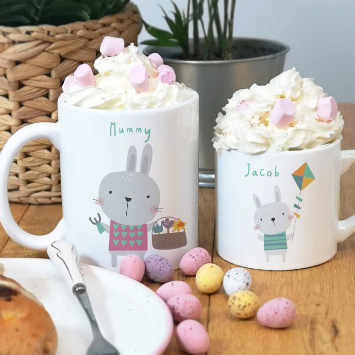 Bunny Mug Set Mummy and Daddy Rabbit with Toddler Mug | Family Mug Set Gift Christmas Eve Box Hot Chocolate, Easter Present or New Home Gift