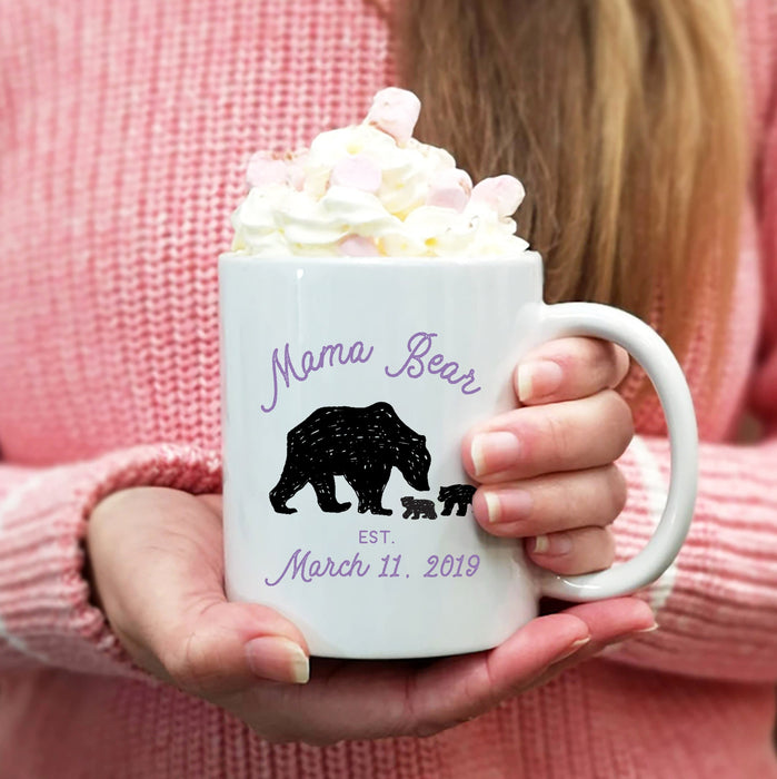 Momma Bear Haven: Personalised Mama Bear Mug with Cubs - Birthday Gift, Custom Mug, Home Decor, Gift for Mum, Unique Mug Gift, Home Easter