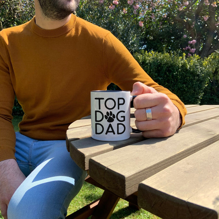 Personalised Top Dog Dad Mug and Coaster Set | Custom Fathers Day Present UK | Gift for Pet Lover, Dad, Daddy, Grandpa, From the Fur Babies