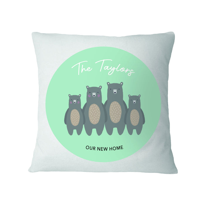 Unique Custom Bear Family Cushion - Personalised Home, Birthday, Anniversary Gift