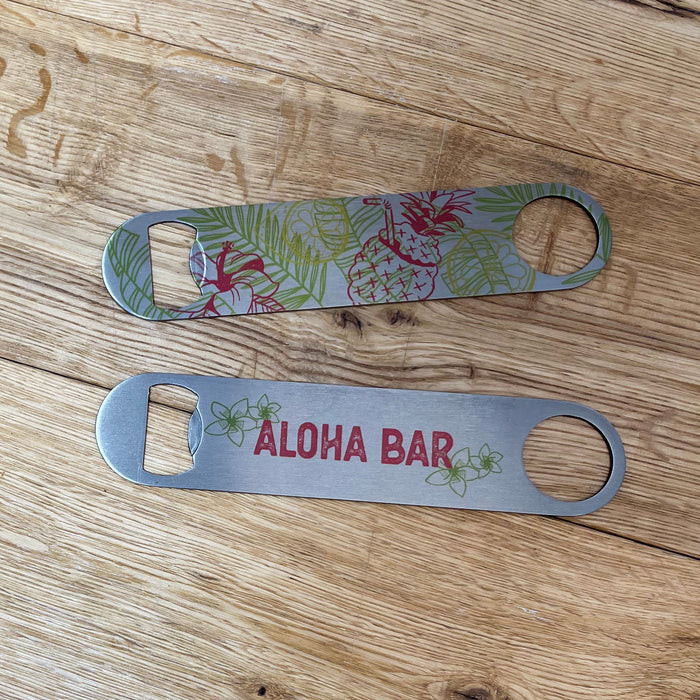 Personalised Tiki Bar Home Pub Set | Customised Mat Runner Coasters Bottle Opener | Beach Hut Exotic Cocktail Tropical Hawaiian Garden Shack