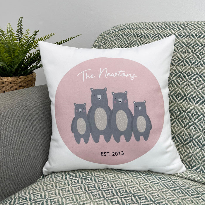 Unique Custom Bear Family Cushion - Personalised Home, Birthday, Anniversary Gift