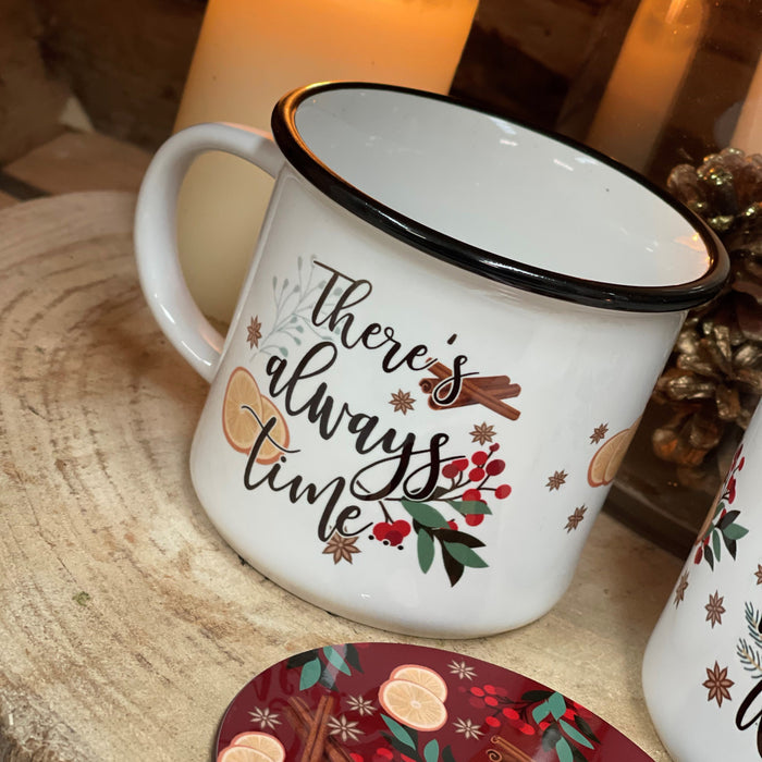 Scandi Mulled Wine Ceramic 10oz Camping Mug & Coaster  Fathers Day, Stocking Filler, Mothers Day Gift, Girlfriend, Birthdays