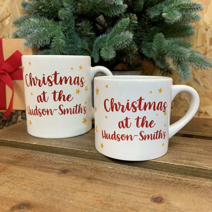 Personalised Christmas Stocking Mug and Coaster - Family Xmas Gift Set - Holiday Decor At Home Customised Xmas Present