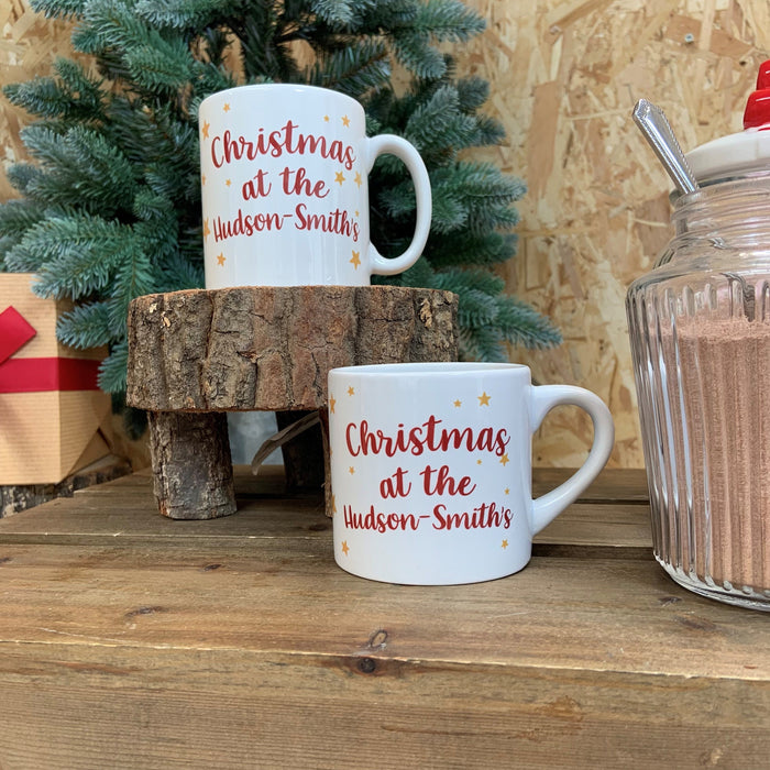 Personalised Christmas Stocking Mug and Coaster - Family Xmas Gift Set - Holiday Decor At Home Customised Xmas Present