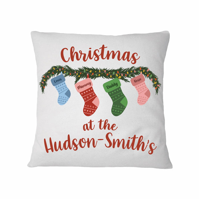 Personalised Family Christmas Stocking Cushion - Gift Set Holiday Decor Xmas Present Novelty Christmas Hanging Stockings