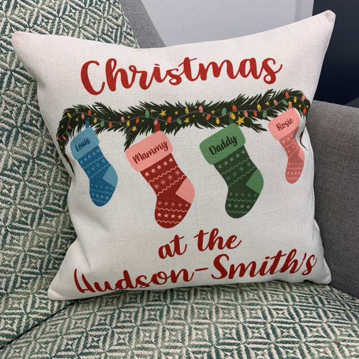 Personalised Family Christmas Stocking Cushion - Gift Set Holiday Decor Xmas Present Novelty Christmas Hanging Stockings