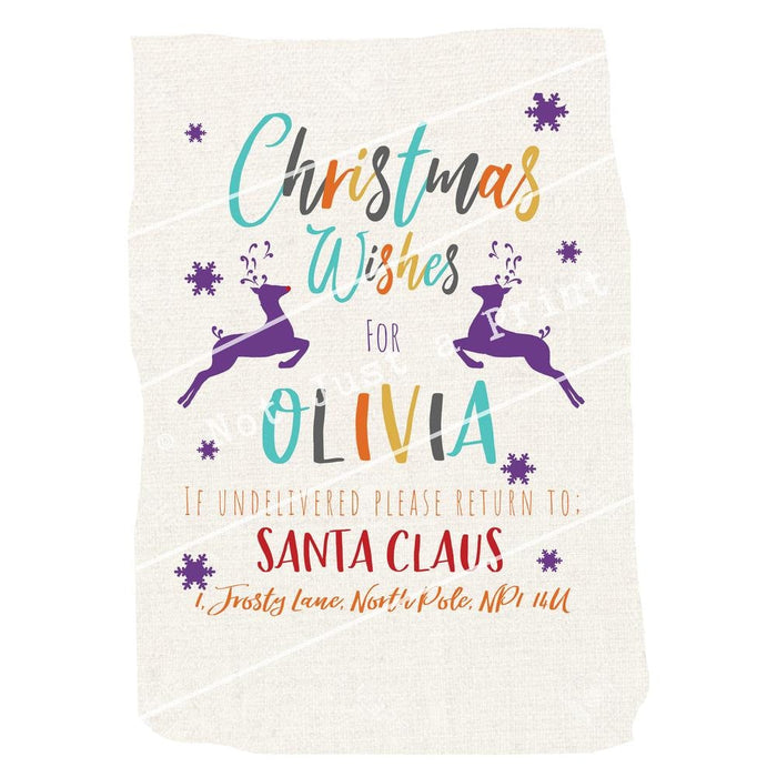 Personalised Santa Sack | Colourful Christmas Wishes | Custom Xmas Present Gift Bag | For Kids, Teens, Girls, Boys, Adults