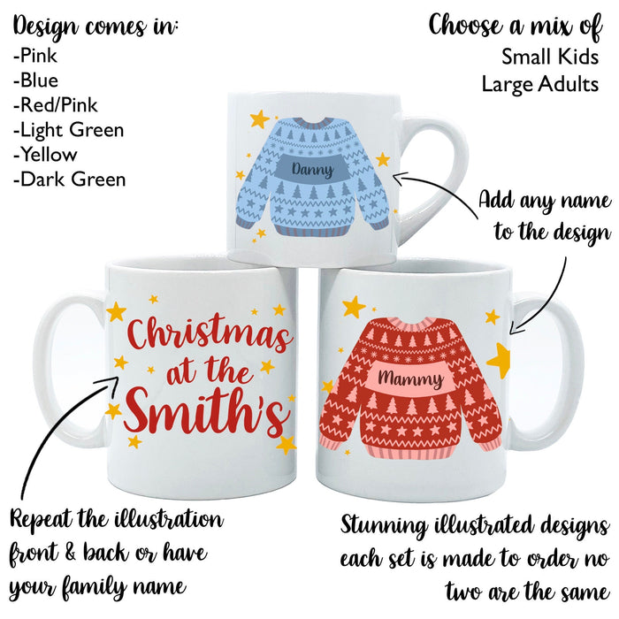 Christmas Sweater Mug & Coaster Set | Personalised Family Jumper Mug Gift Set | Cosy Holiday Decor Customised Knitwear Mug Christmas Eve Box