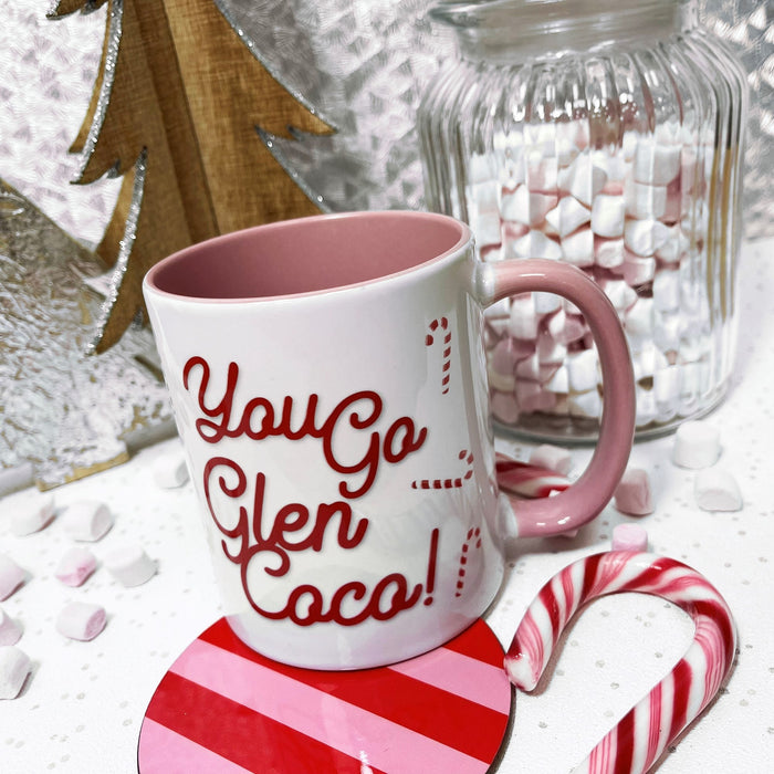 Personalised Mean Girls Mug & Coaster Set | You Go Glen Coco Quote | Birthday Gift Set | Candy Cane Cute, Mothers Day, For Teenage Girl