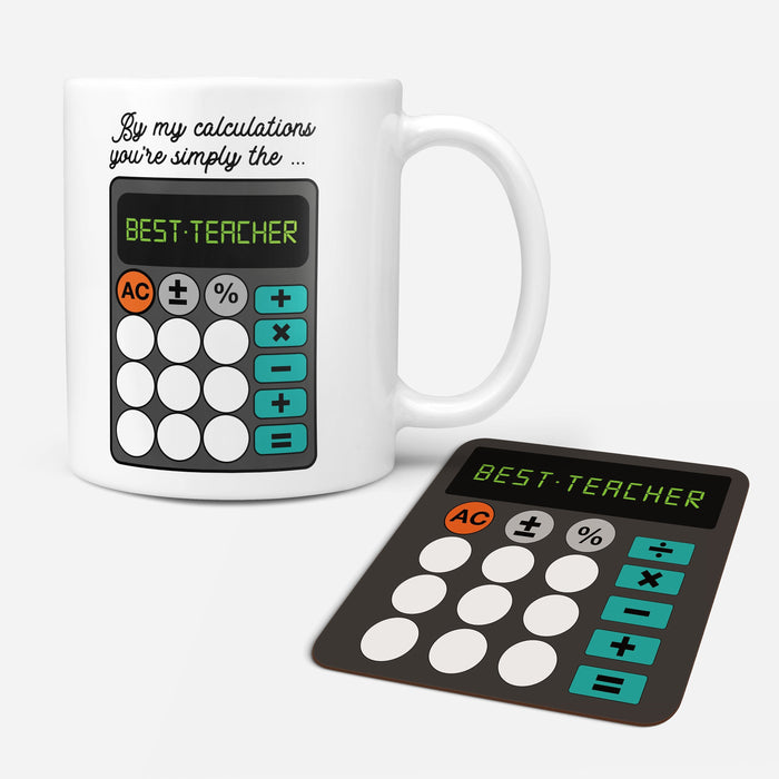 World's Best Maths Teacher Personalised Gift Mug Set - Funny Present | School leavers gift end of term Christmas mathematics lecturer tutor