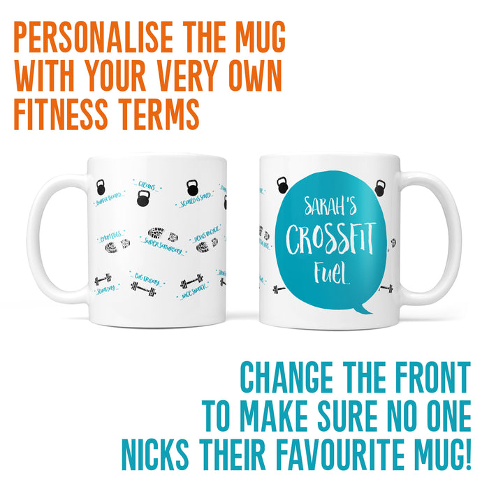 Mug of Exercise Madness Lift, Laugh, Love, Funny CrossFit mug, personalized terms for fun, Gift for Mum and Dad, Fathers Day, Birthday Gift