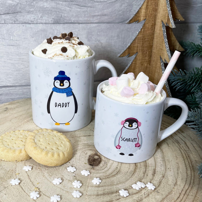 Family Bonding at Yuletide - Personalized Penguin Mug Family Fiesta, Iceberg Family Love, Stocking Stuffer, Christmas Eve Box, Home Gift