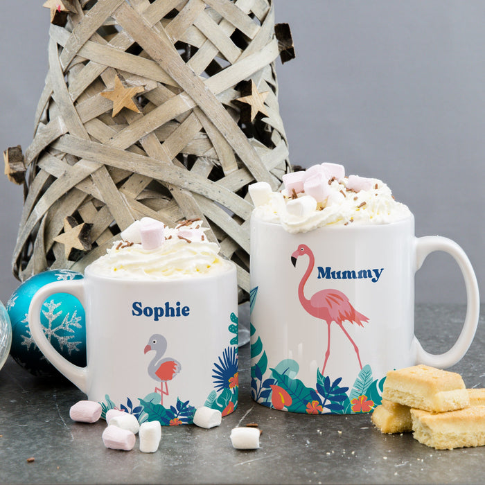 Flamingo Family Mug Set Mummy and Daddy Toddler Mug | Flamingoes Mothers Day Gift New Home Tropical Mugs