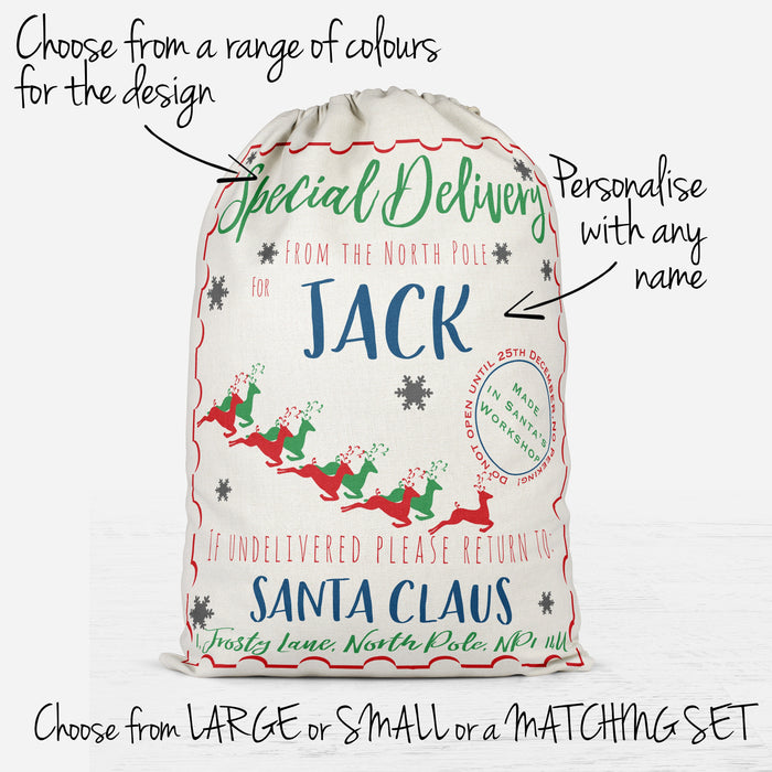 Personalised Santa Sack, Christmas sack, Personalised Christmas Toy Sack - Name & Initials, Christmas Gift Bag, Xmas