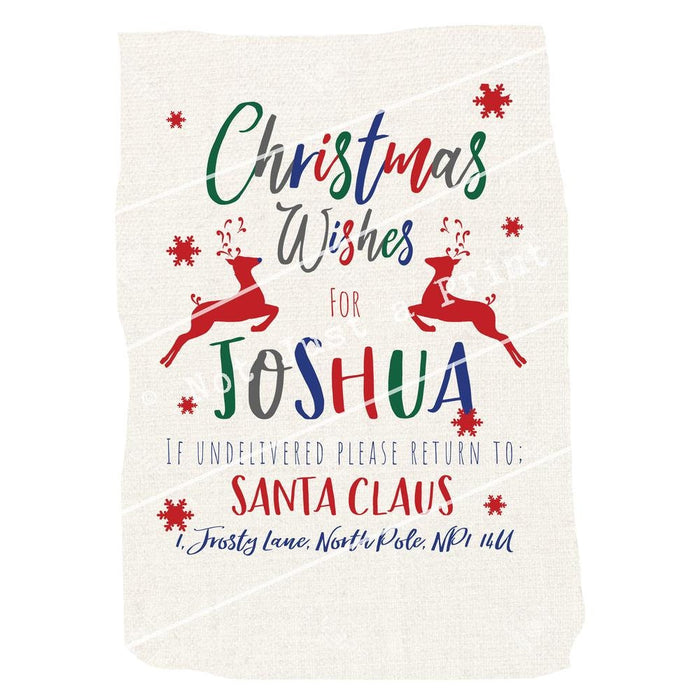 Personalised Santa Sack | Colourful Christmas Wishes | Custom Xmas Present Gift Bag | For Kids, Teens, Girls, Boys, Adults