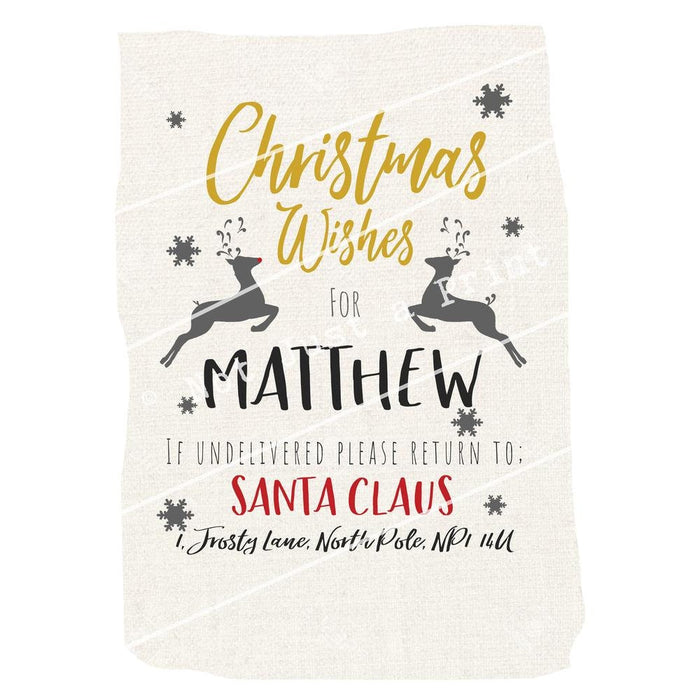 Personalised Santa Sack | Colourful Christmas Wishes | Custom Xmas Present Gift Bag | For Kids, Teens, Girls, Boys, Adults